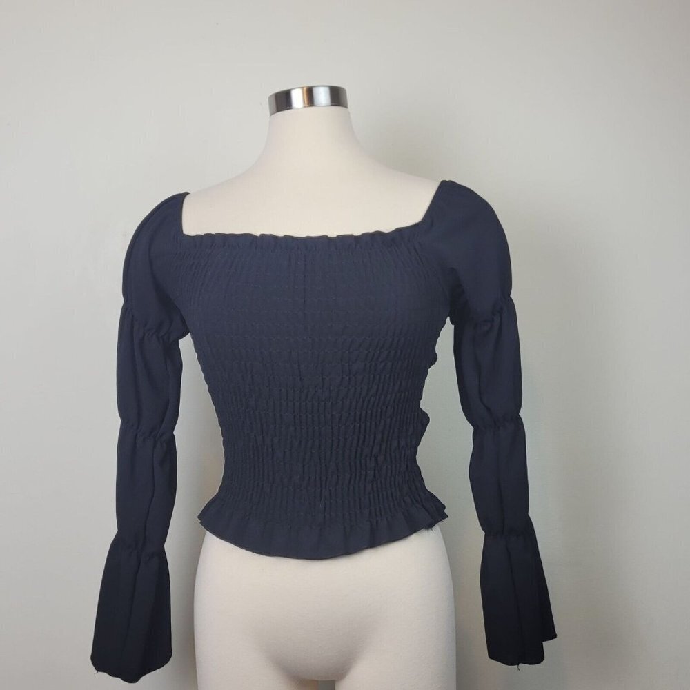 New Look Black Square Neck Fitted Long Sleeve Top Size 2, tags attached